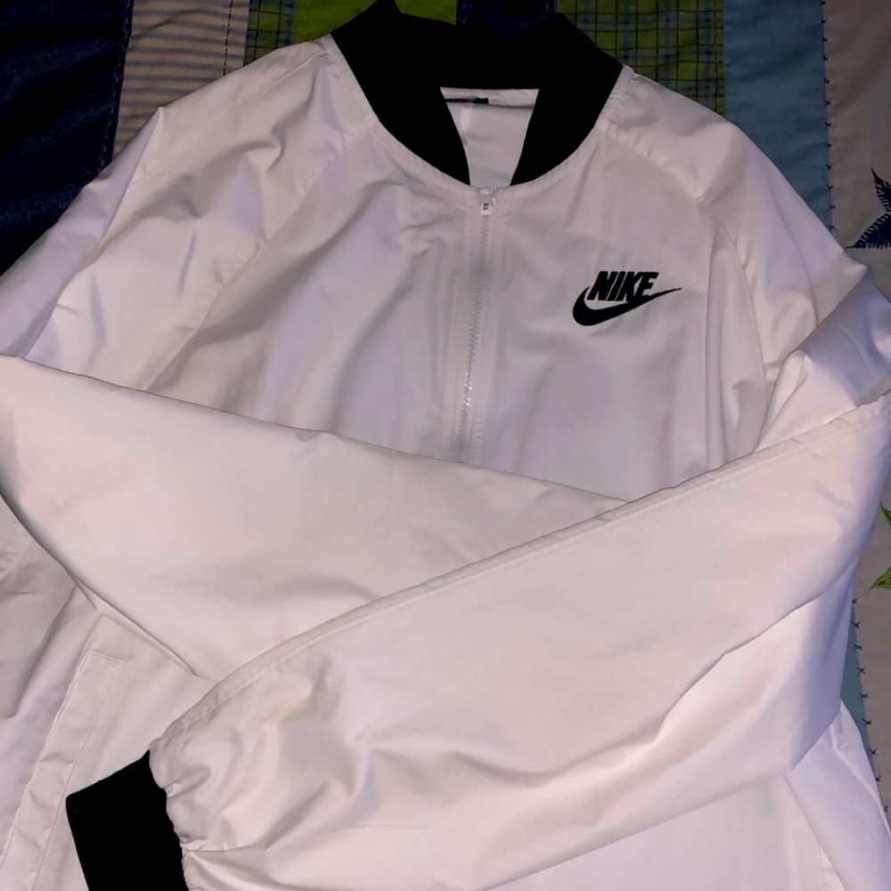 White Nike bomber jacket